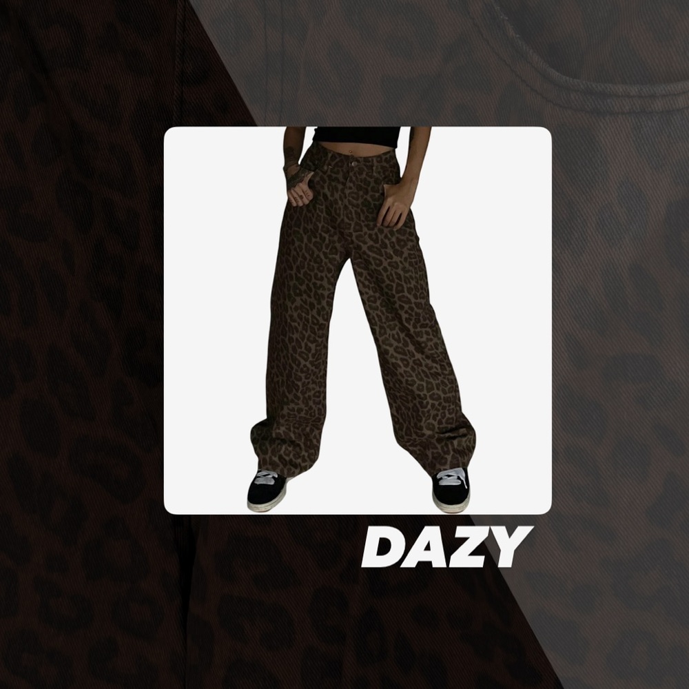 NWOT Dazy Leopard Print Wide Leg Jeans